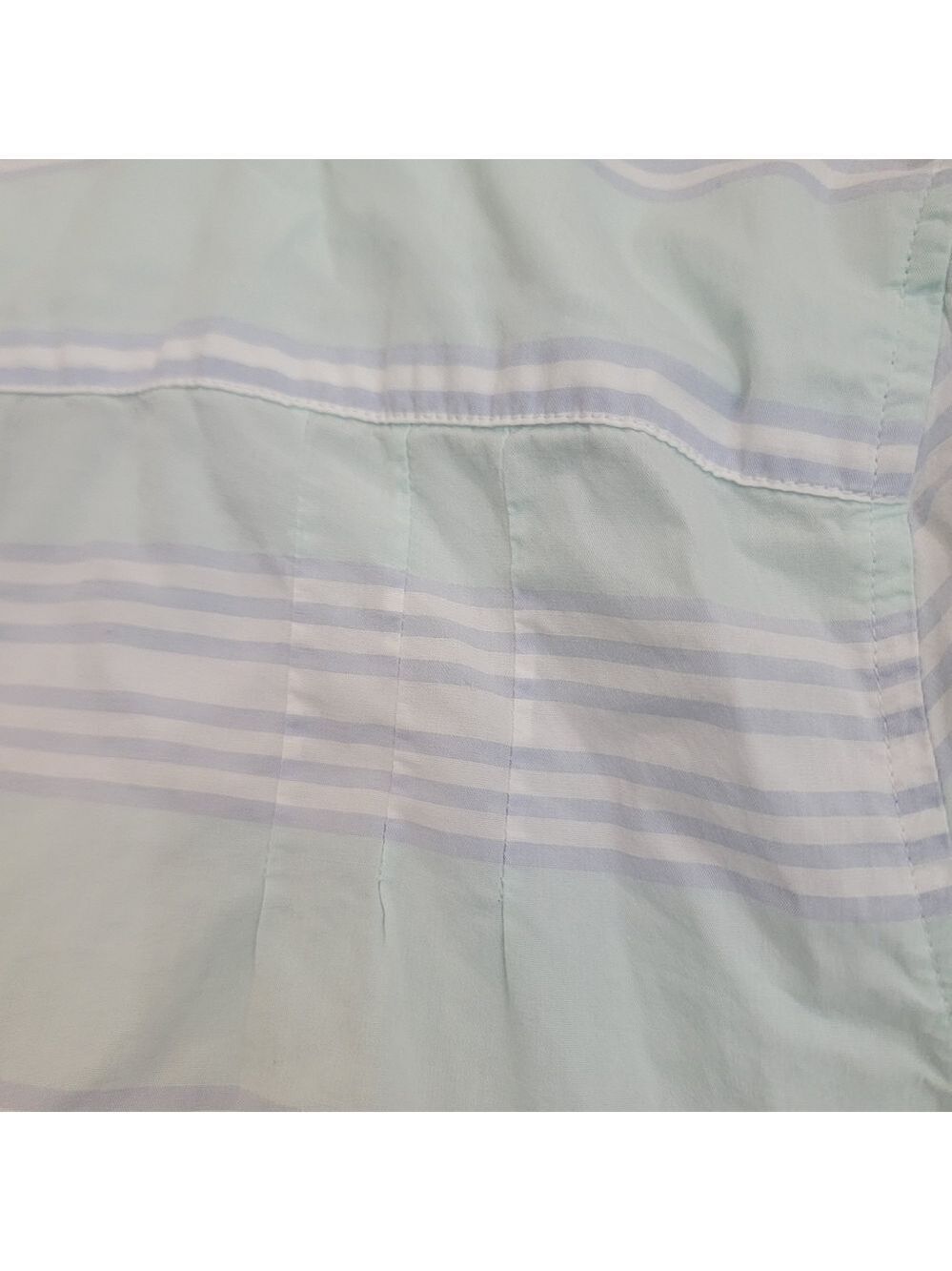 L.L. Bean Cotton Mint Green Light Blue Striped Button Down Shirt Size Large - Picture 10 of 11